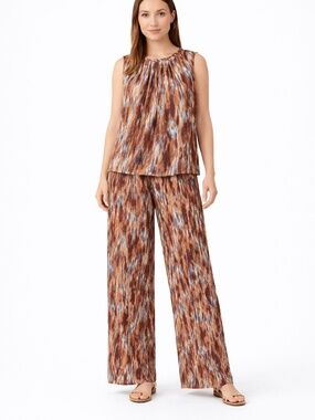 B young wide leg pants sleeve less top set size 6 brown/blue summer boho beach